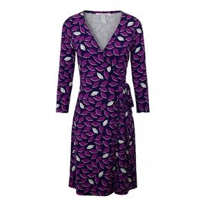 DVF Diane Von Furstenberg purple lips wrap dress